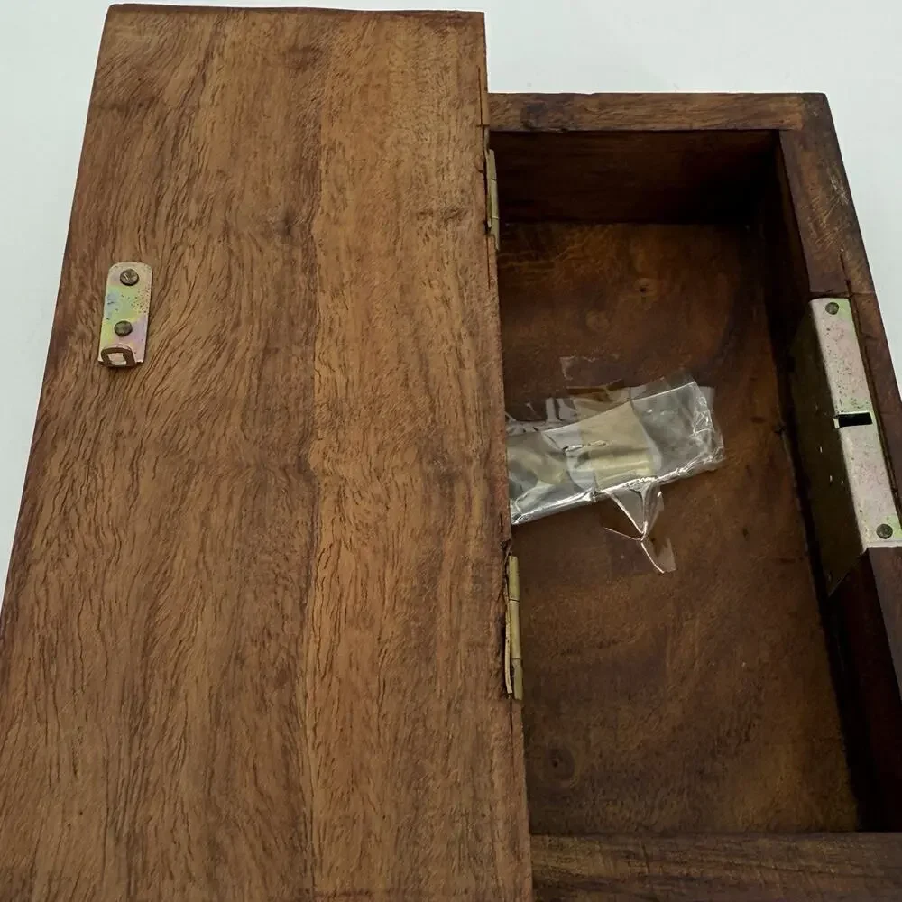 VTG 1970s House Of Lloyd Book-Shaped Brass & Wood Faux-Book Trinket Lock Box